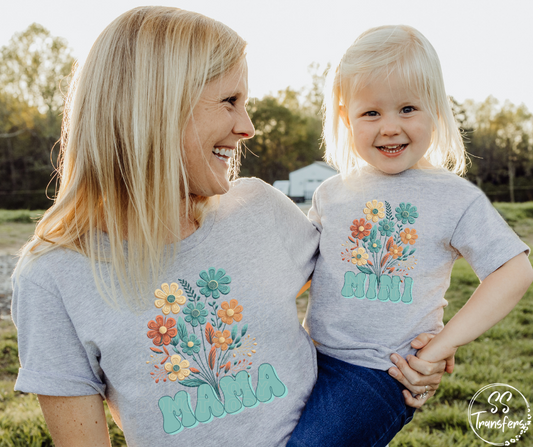 Mama/Mini Flowers DTF Transfer