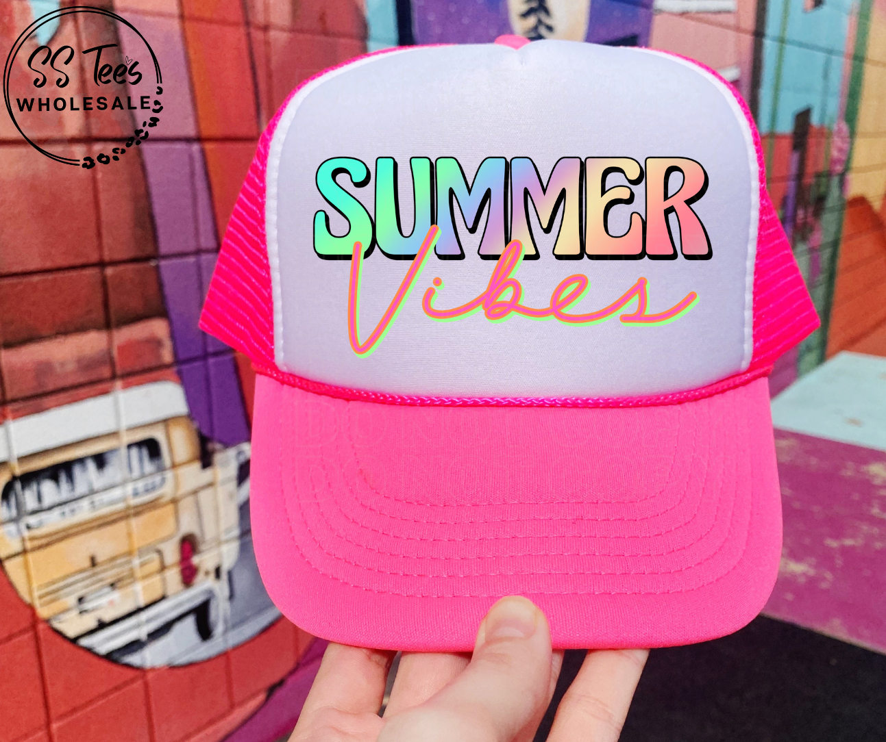 Summer Vibes Gradient Foam Trucker Hat