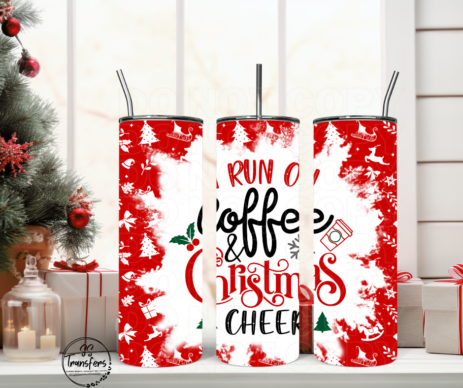 Run On Coffee & Christmas Cheer Sub Tumbler Transfer