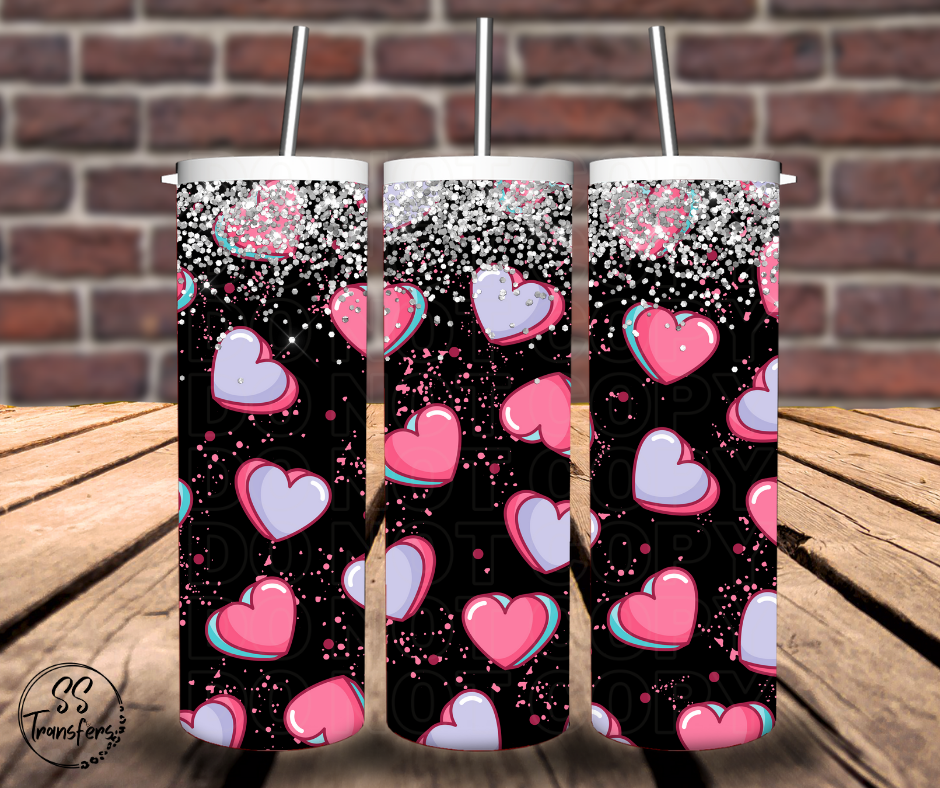 Paint Splatter Hearts Sub Tumbler Transfer