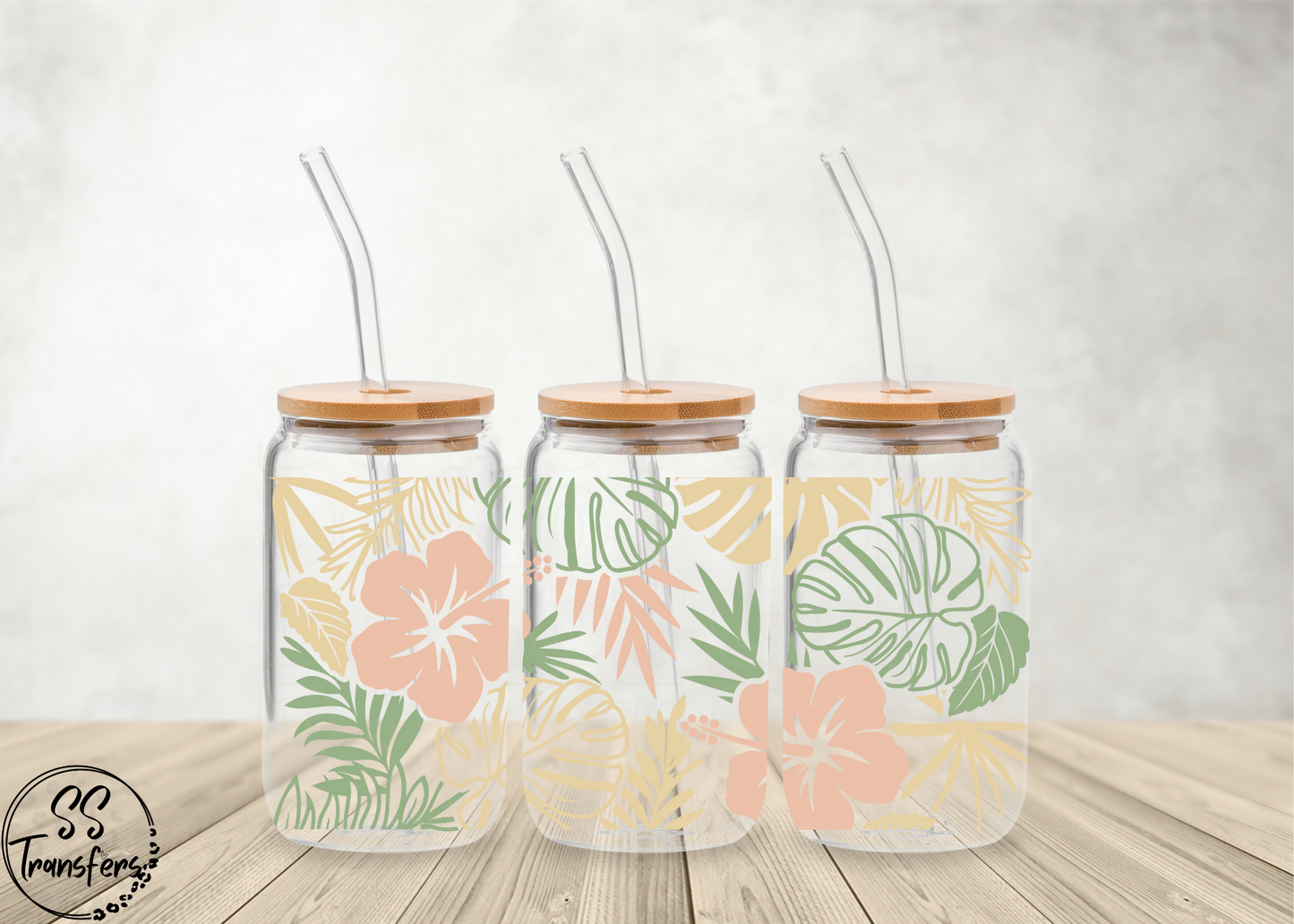 Hibiscus and Palms Libbey UV Wrap