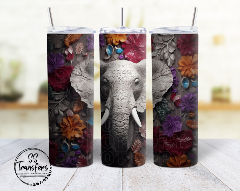 Floral Elephant Sub Tumbler Transfer