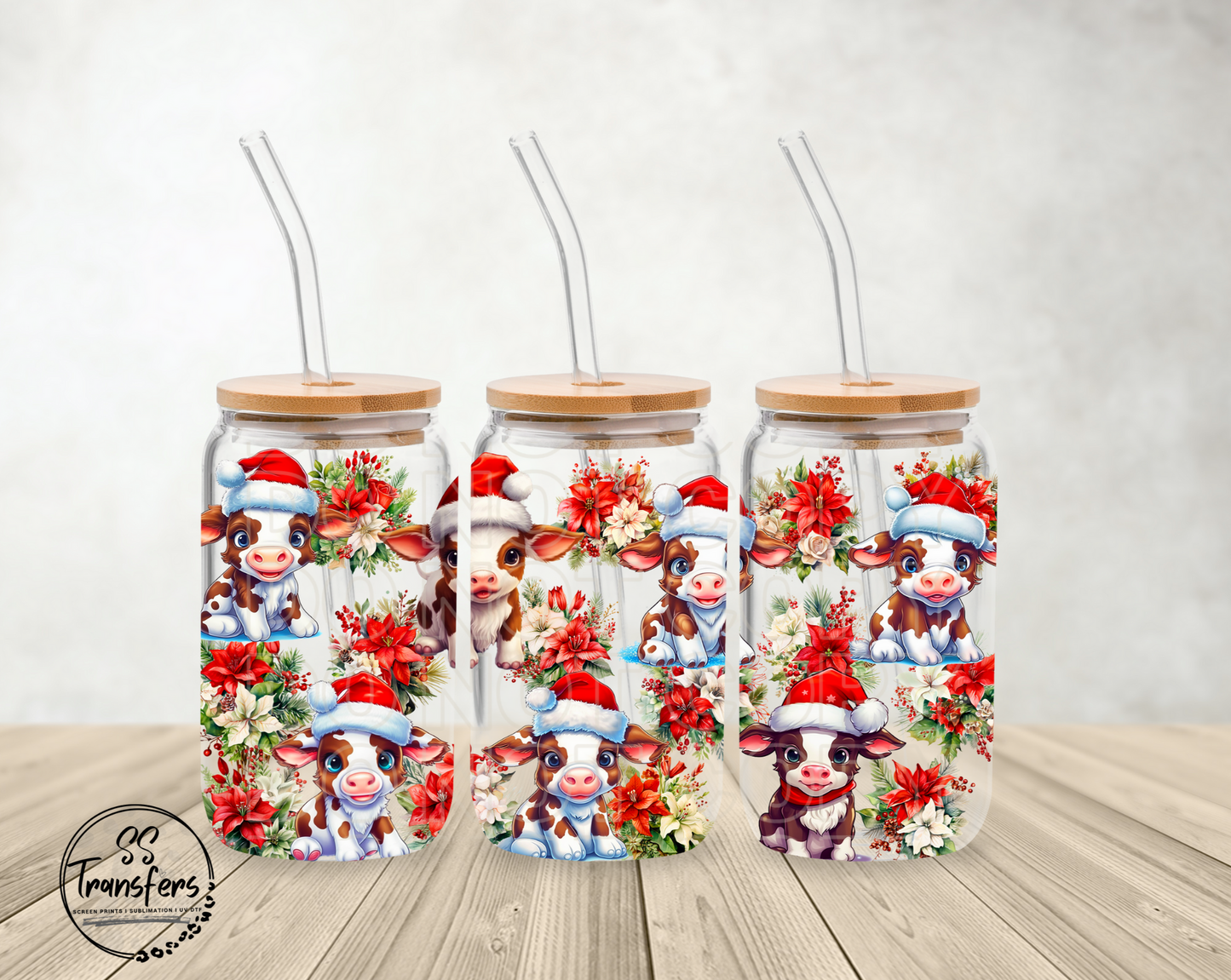 Christmas Cows Libbey UV Wrap