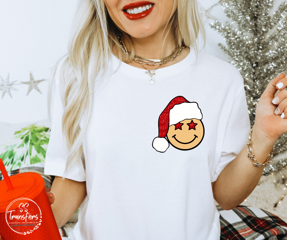 Santa Happy Face Pocket DTF Transfer