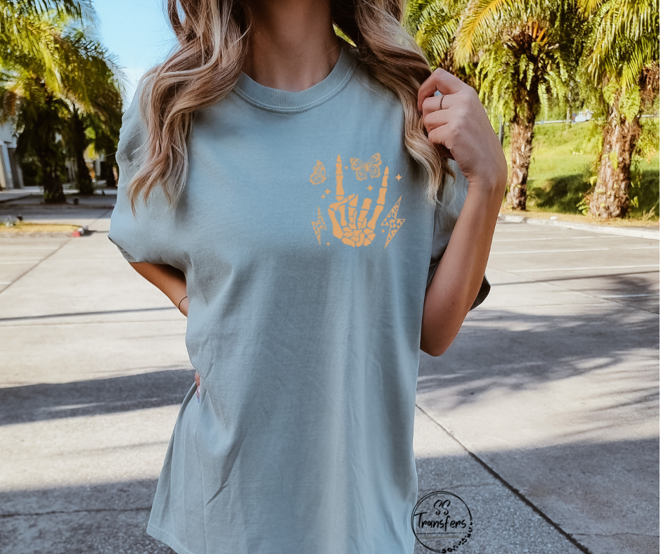 Rocker Skelly w/Butterflies (Multiple Colors) Pocket DTF Transfer