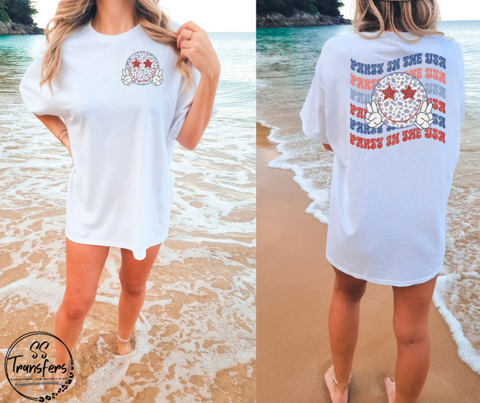 Party in the USA Peace Smiley (pocket included) DTF Transfer