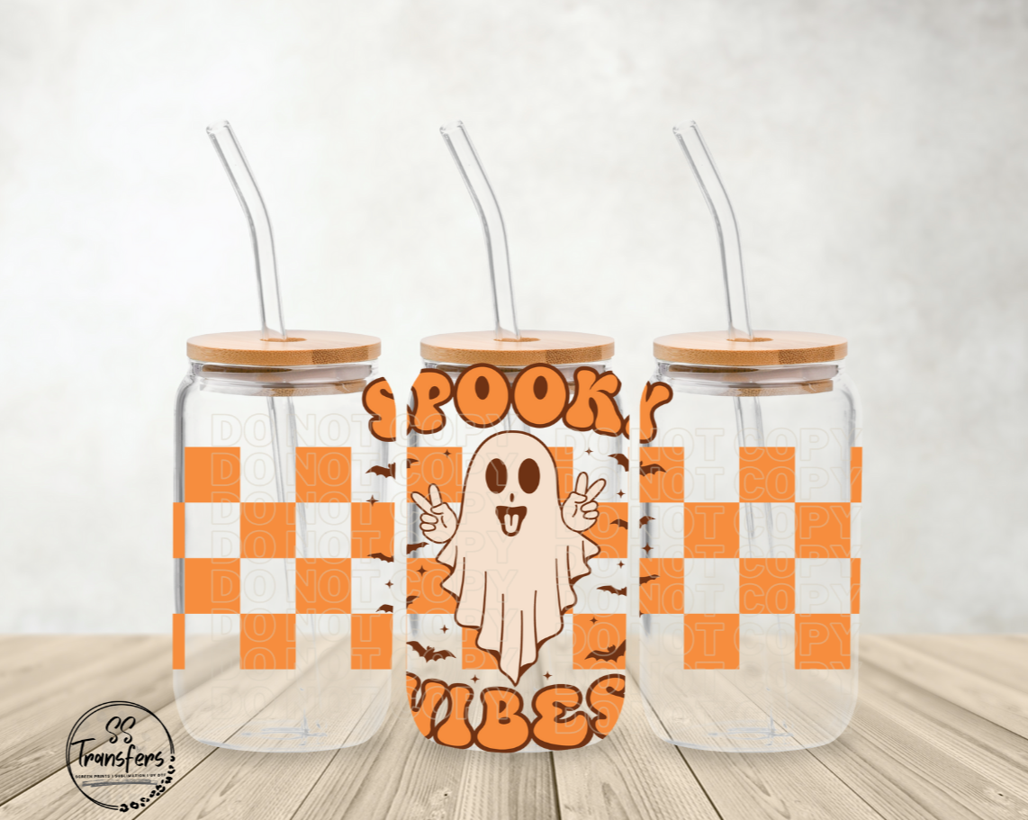 Spooky Vibes Checkered Libbey UV Wrap
