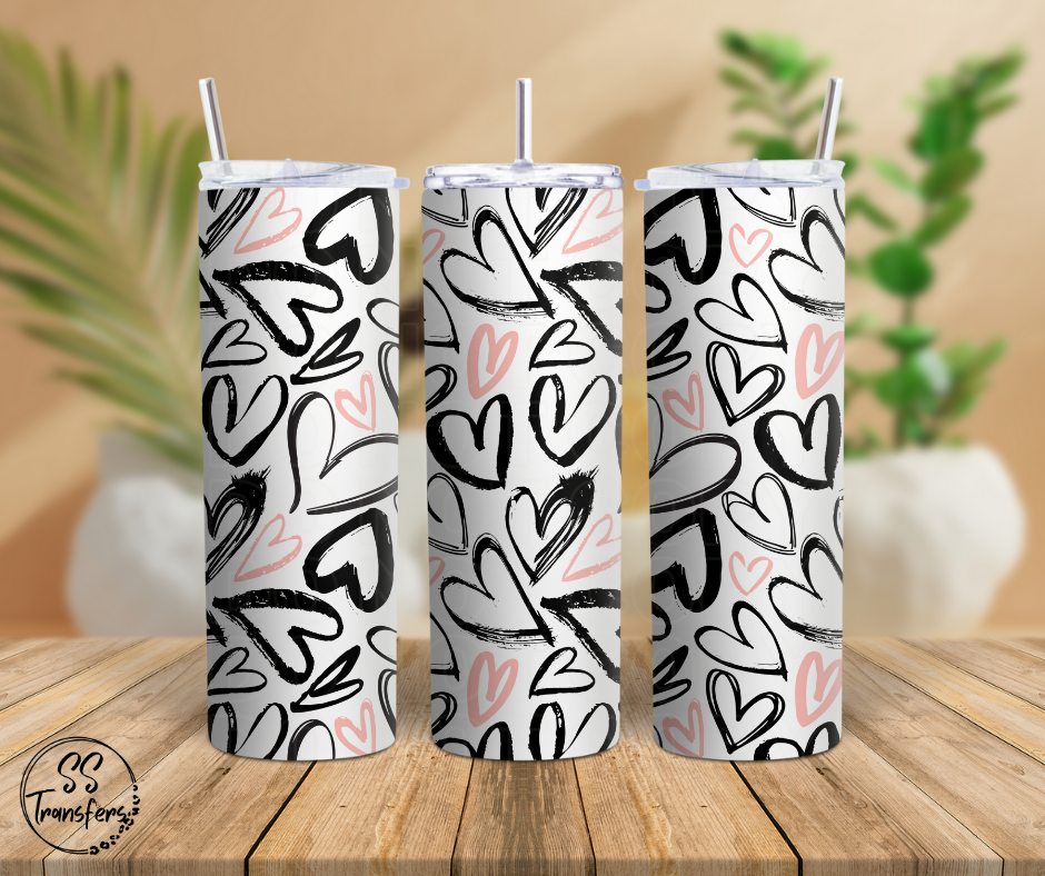 Scribble Hearts (Multiple Options) Sub Tumbler Transfer