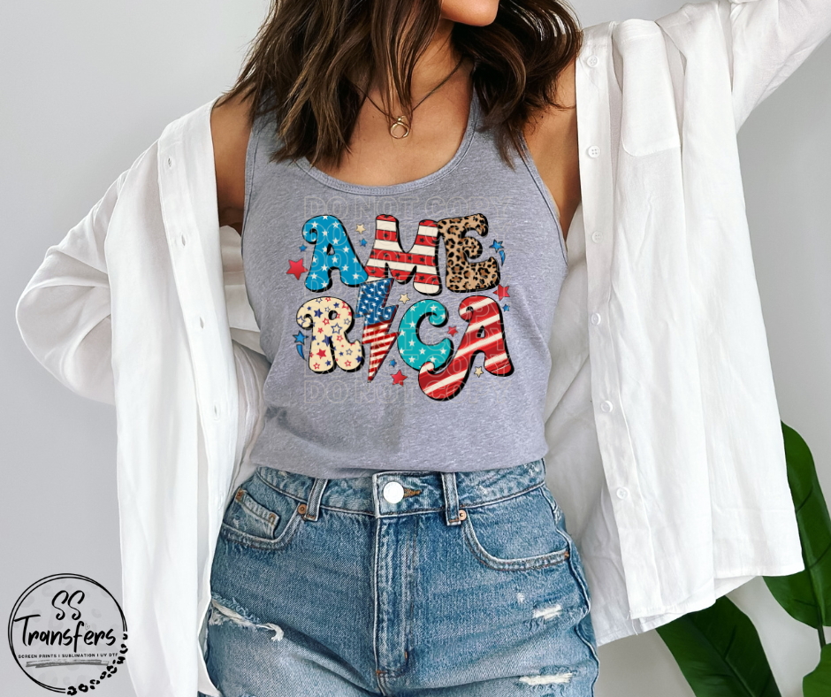 America Lightening Bolt DTF Transfer