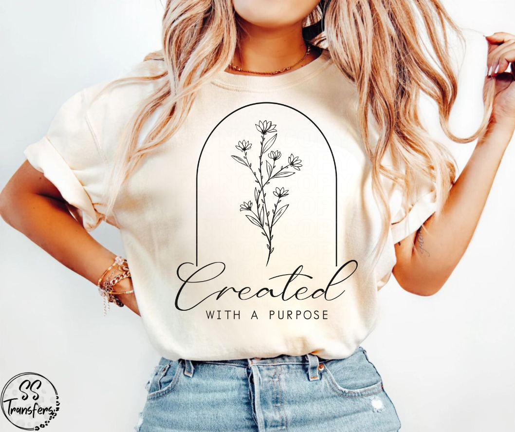 Created with a Purpose Flowers DTF Transfer
