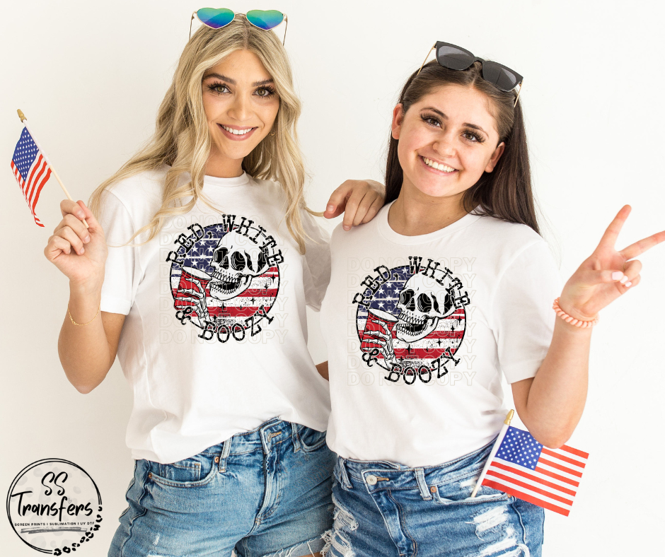 Red, White, and Boozy Skellie DTF Transfer
