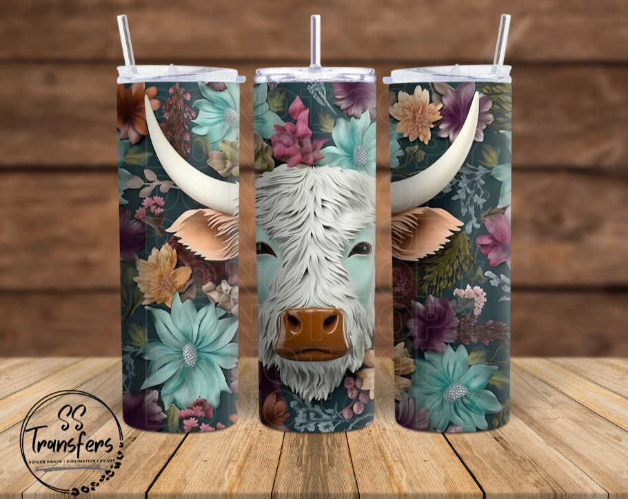 Floral Cow (Multiple Colors) Sub Tumbler Transfer