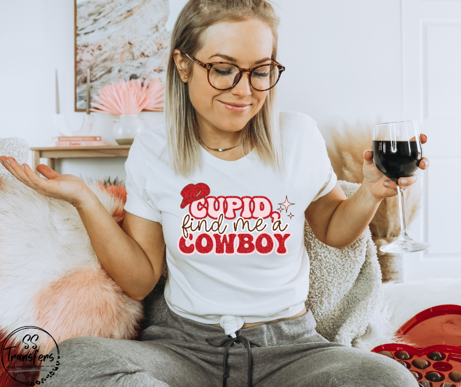 Cupid Find Me A Cowboy DTF Transfer