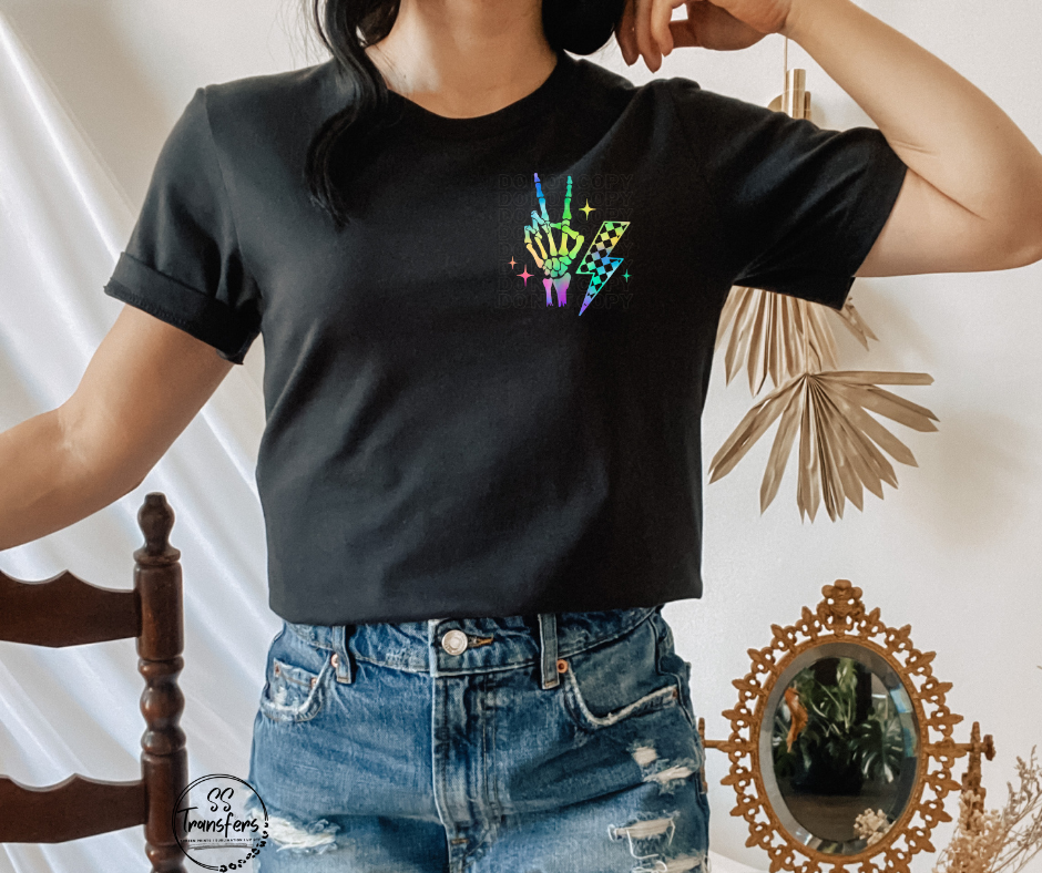 Rainbow Rocker Lightening Bolt Pocket DTF Transfer