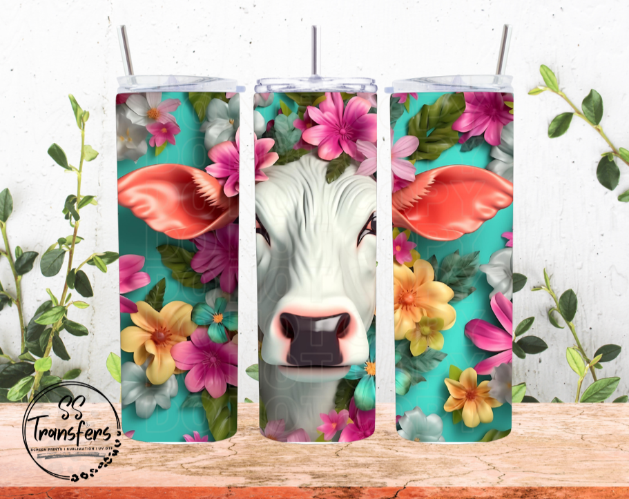 Floral Cow (Multiple Colors) Sub Tumbler Transfer