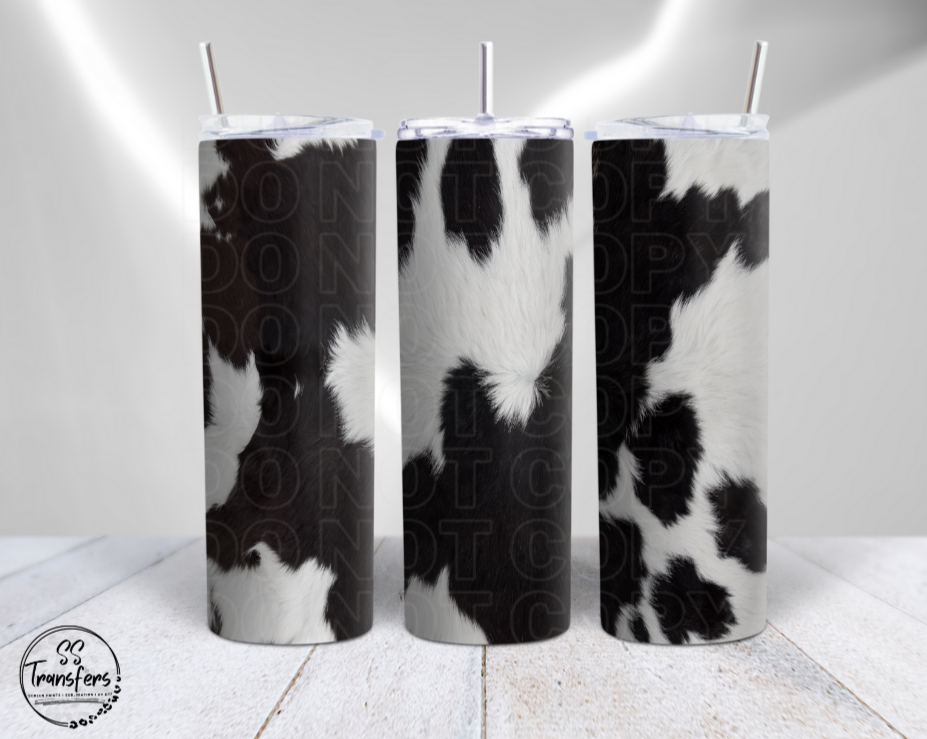 Black/White Cowhide Sub Tumbler Transfer