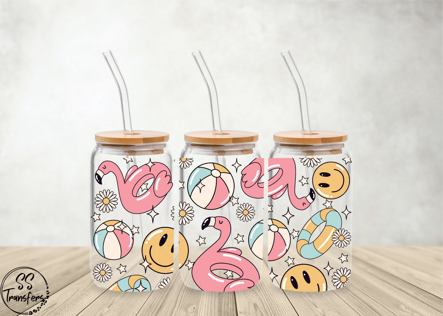 Flamingos and Smiles Libbey UV Wrap