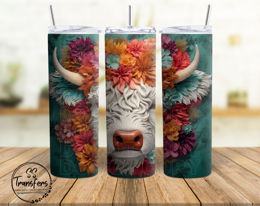 Floral Cow (Multiple Colors) Sub Tumbler Transfer