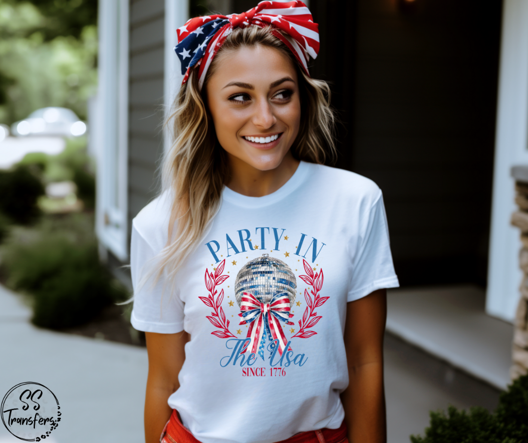 Party in the USA Disco Ball DTF Transfer