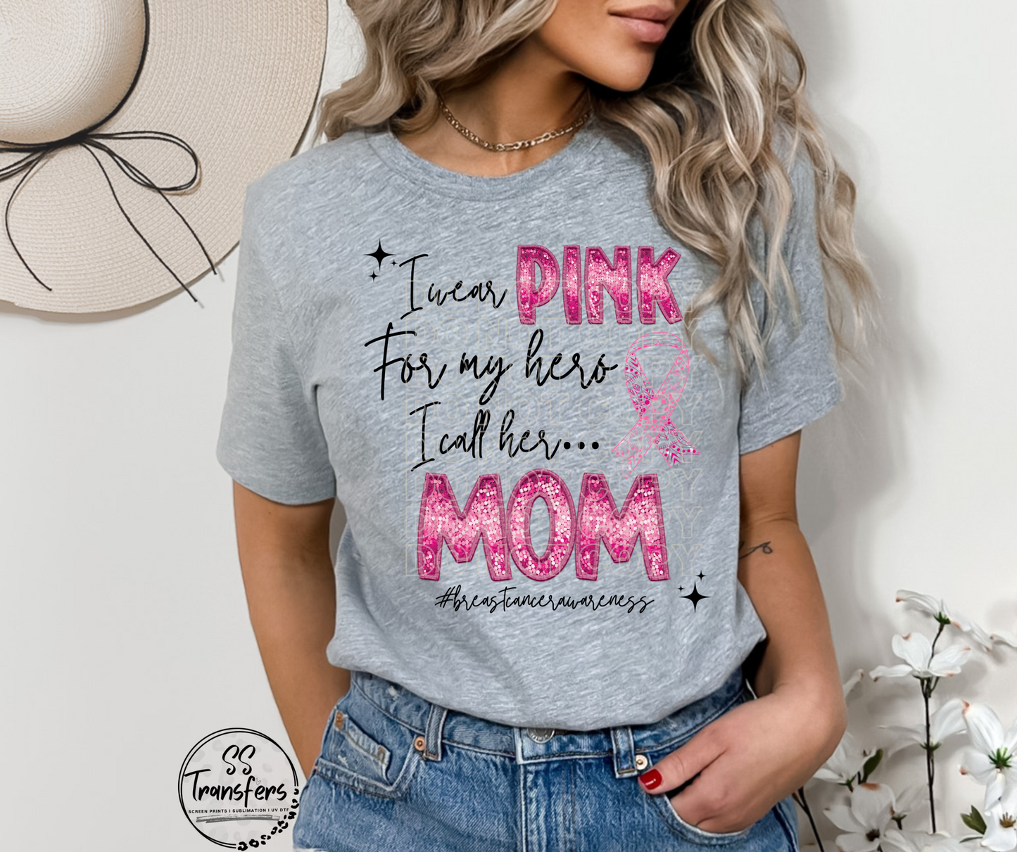 BC Pink Sequins My Hero….(multiple options) DTF Transfer