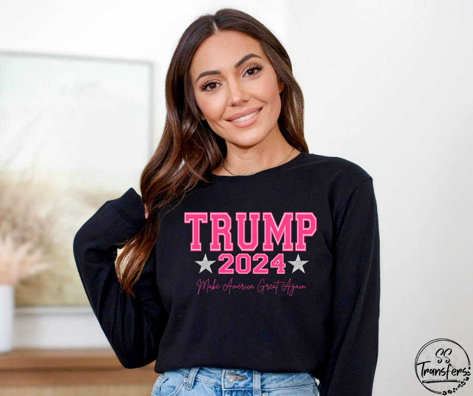 Trump 2024 Pink Varsity DTF Transfer
