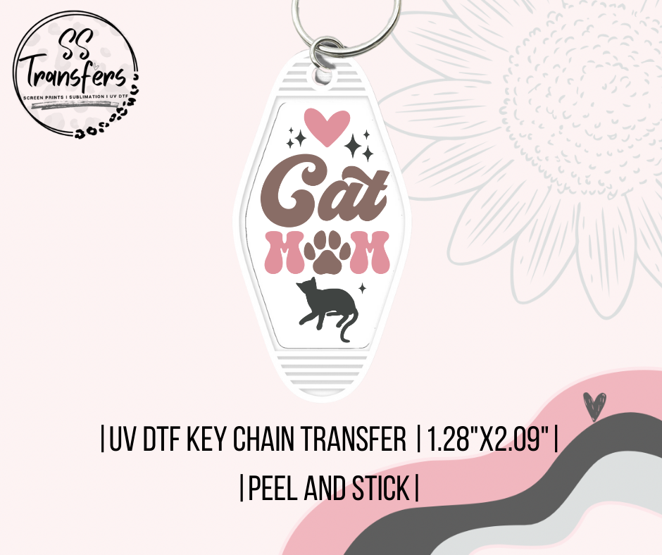 Cat Mom UV Motel Keychain