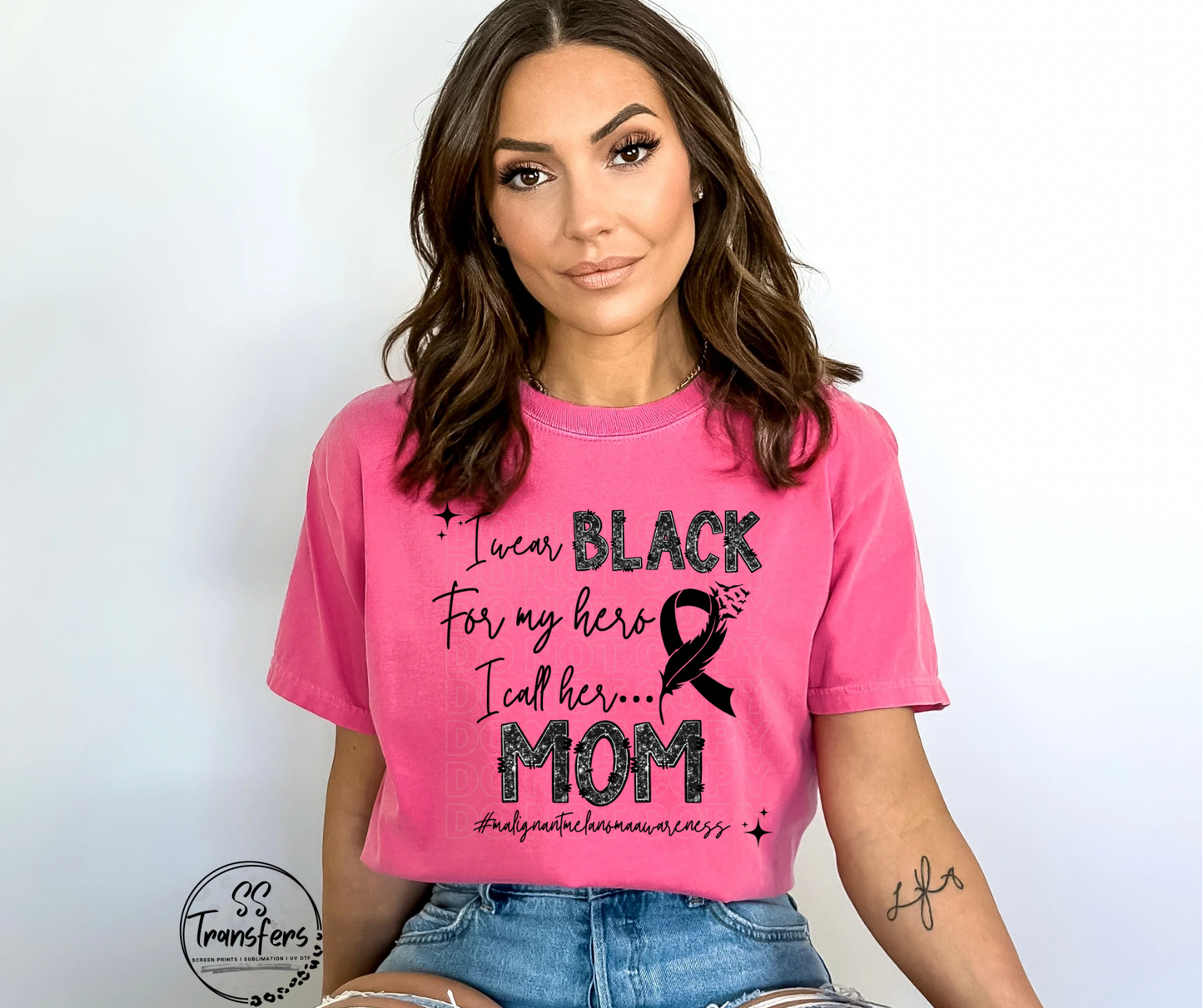 MM Cancer Black Glitter My Hero….(multiple options) DTF Transfer