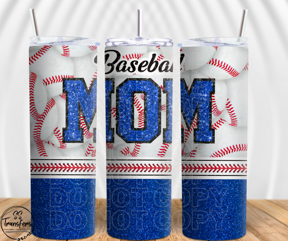 Glitter Baseball Mom (Multiple Colors) Sub Tumbler Transfer