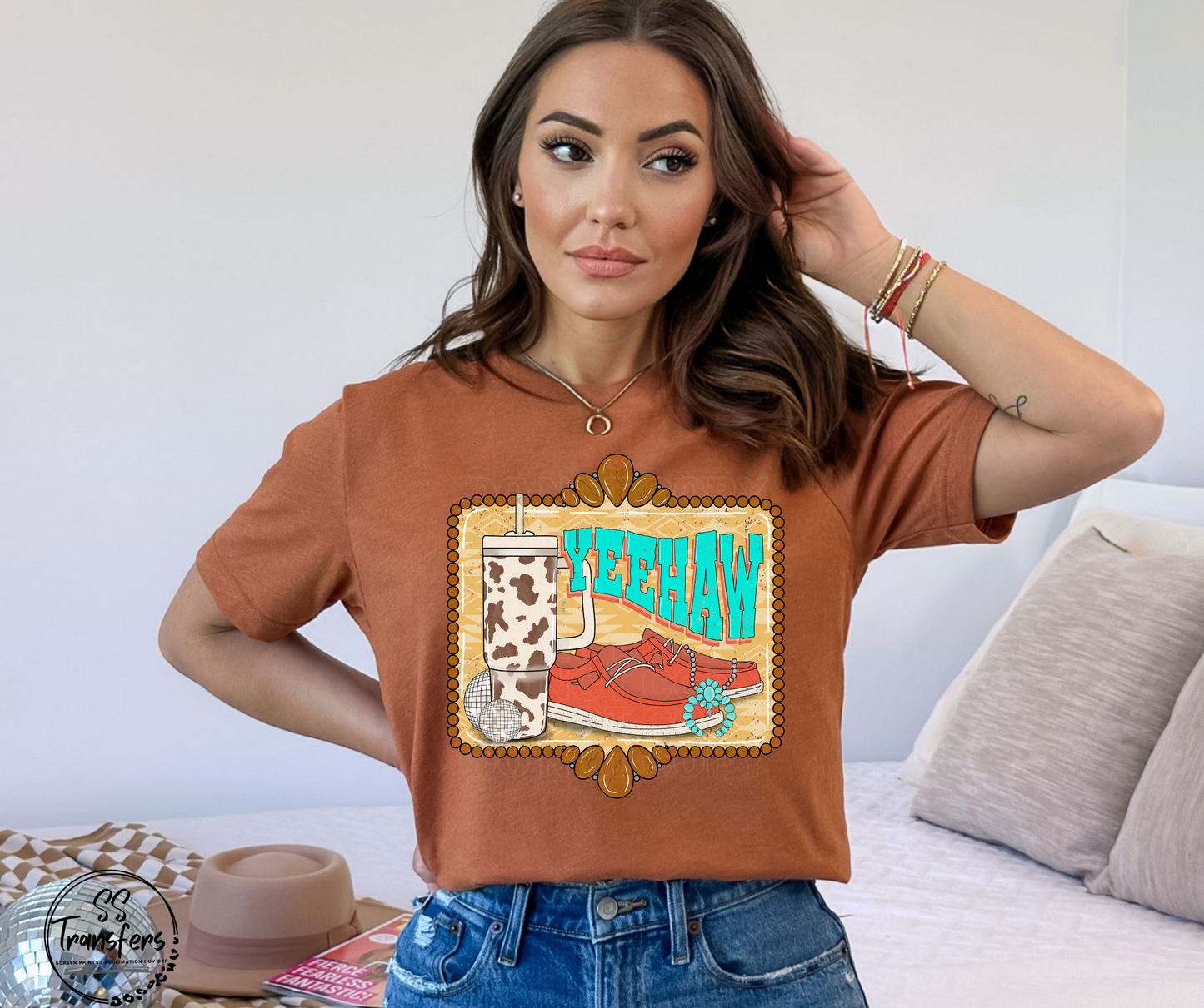 YeeHaw Cow Cup DTF Transfer