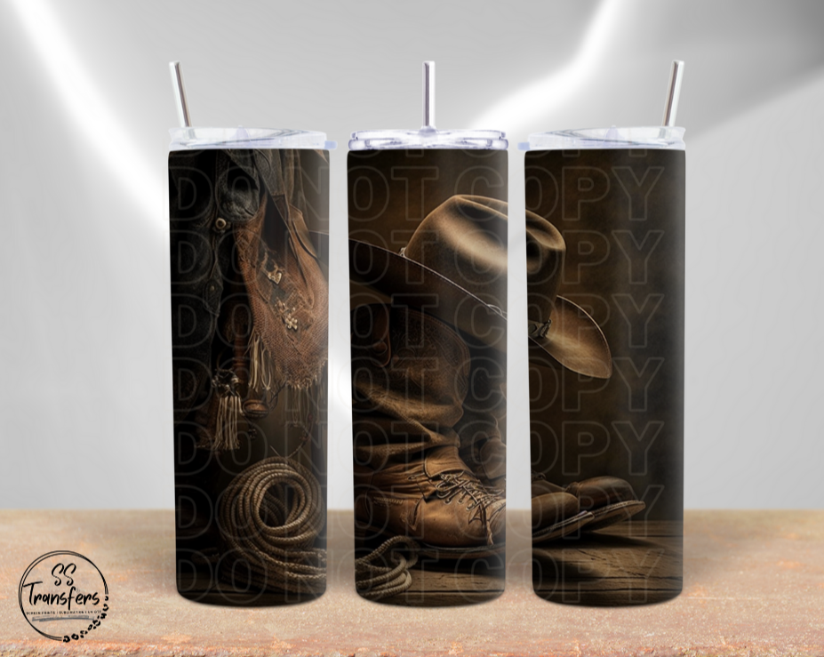 Cowboy Hat and Boots Sub Tumbler Transfer