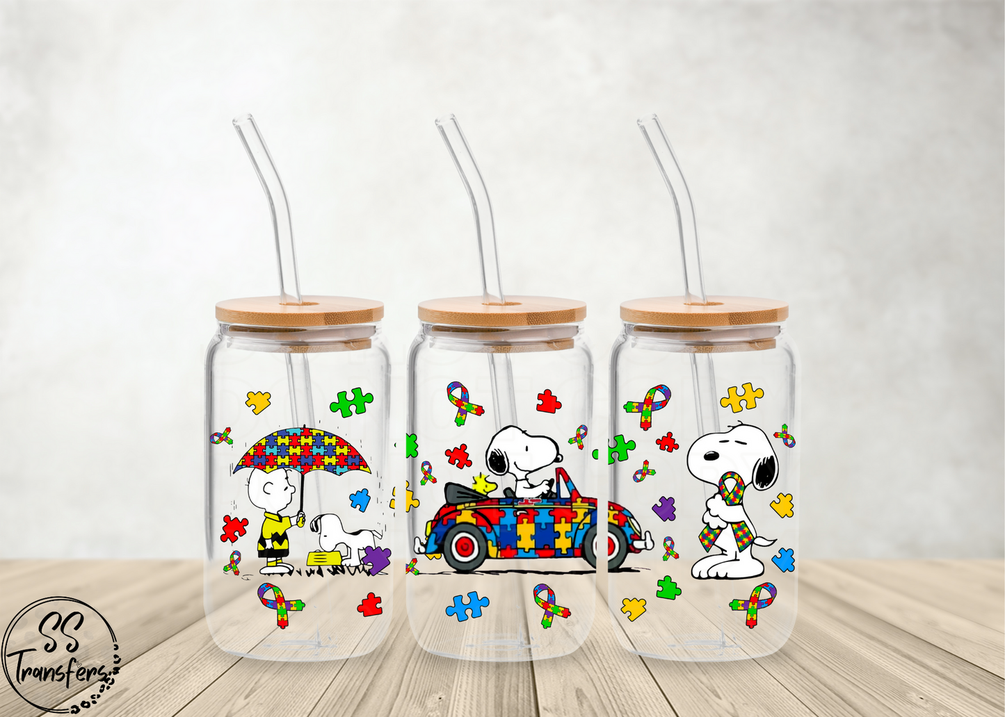 Snoop and Autism Puzzle Pieces Libbey UV Wrap