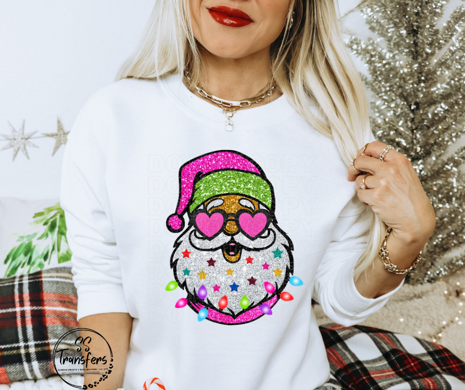 Faux Glitter Santa DTF Transfer