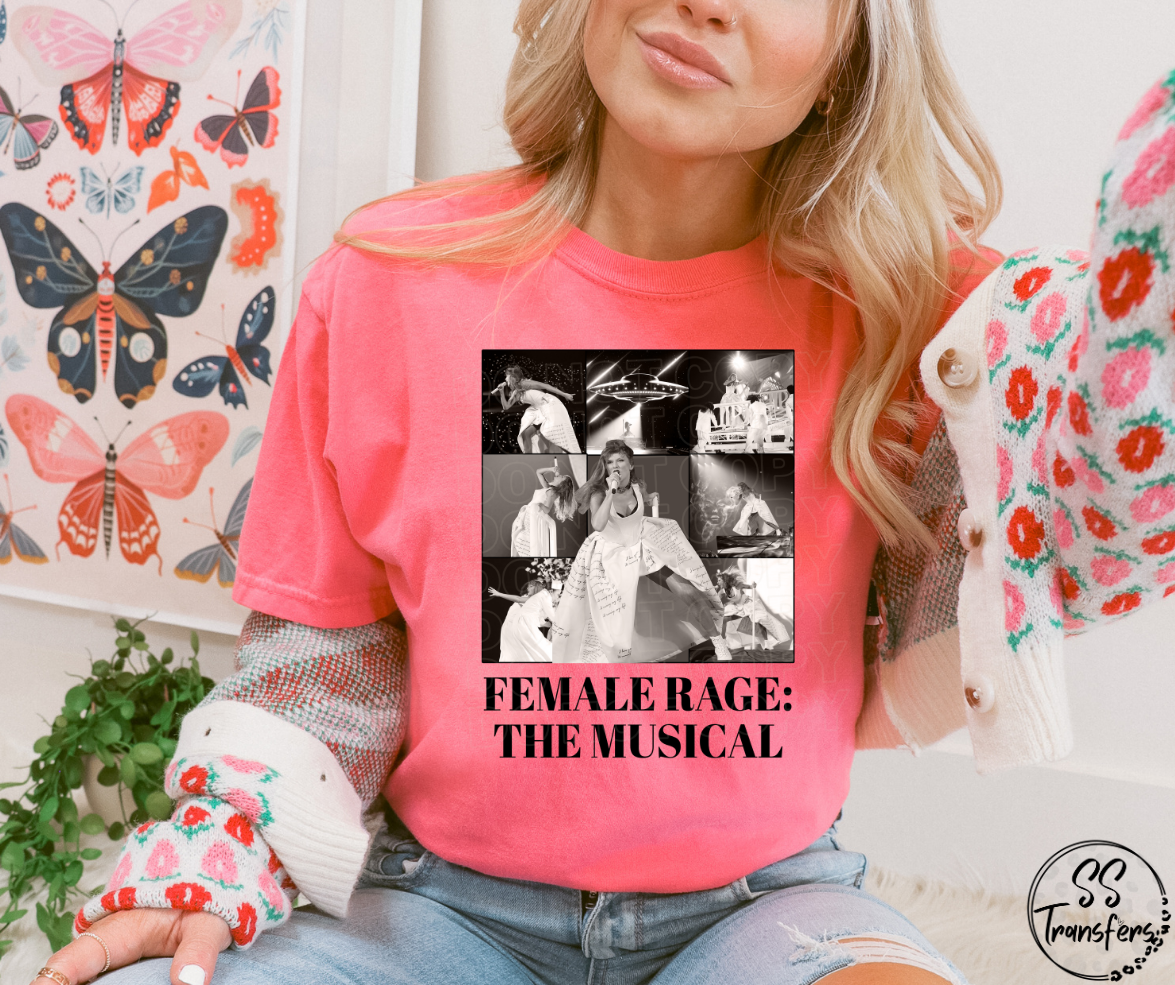 Female Rage B+W DTF Transfer