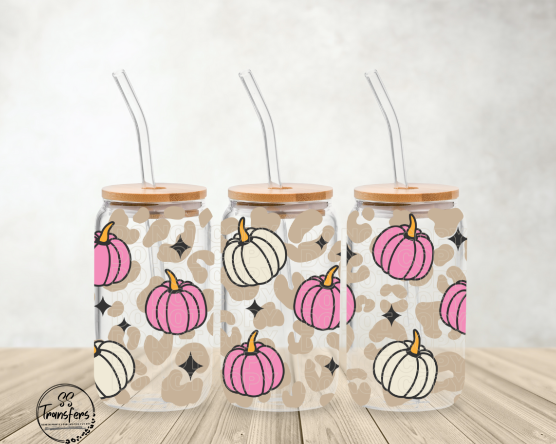 Pink Pumpkin Leopard Libbey UV Wrap