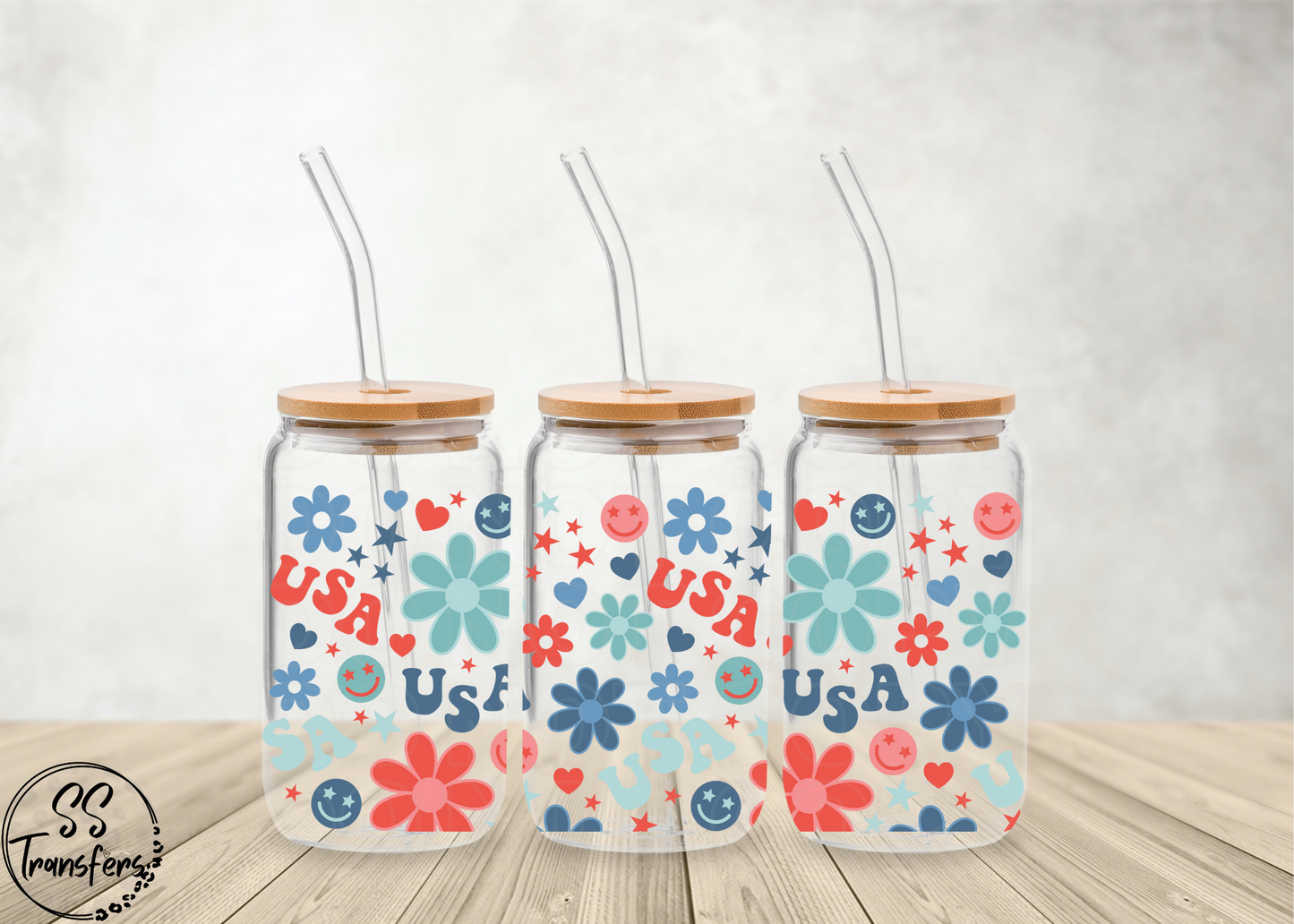 USA and Groovy Flowers Libbey UV Wrap