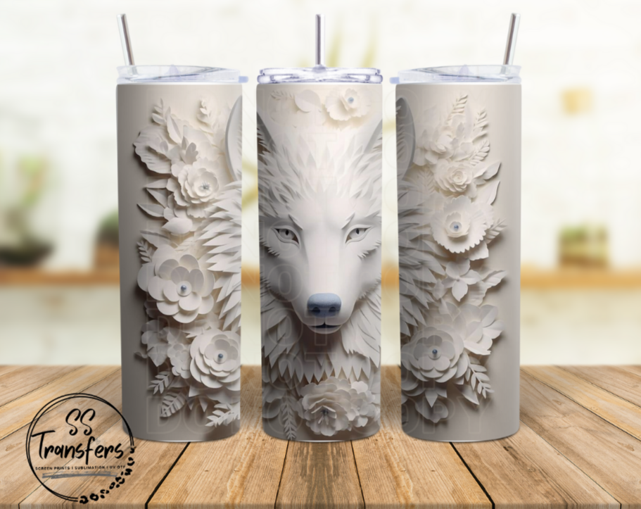 Floral White Fox (Multiple Colors) Sub Tumbler Transfer