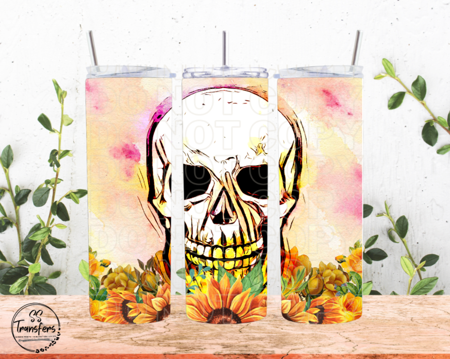 Sunflower Skull Sub Tumbler Transfer