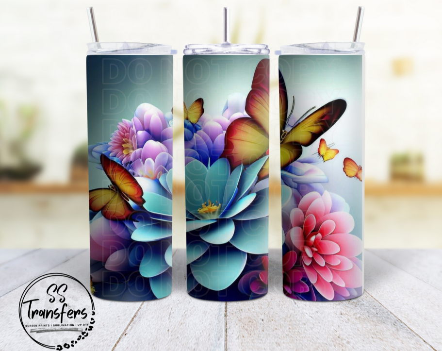 Flowers & Butterflies Sub Tumbler Transfer