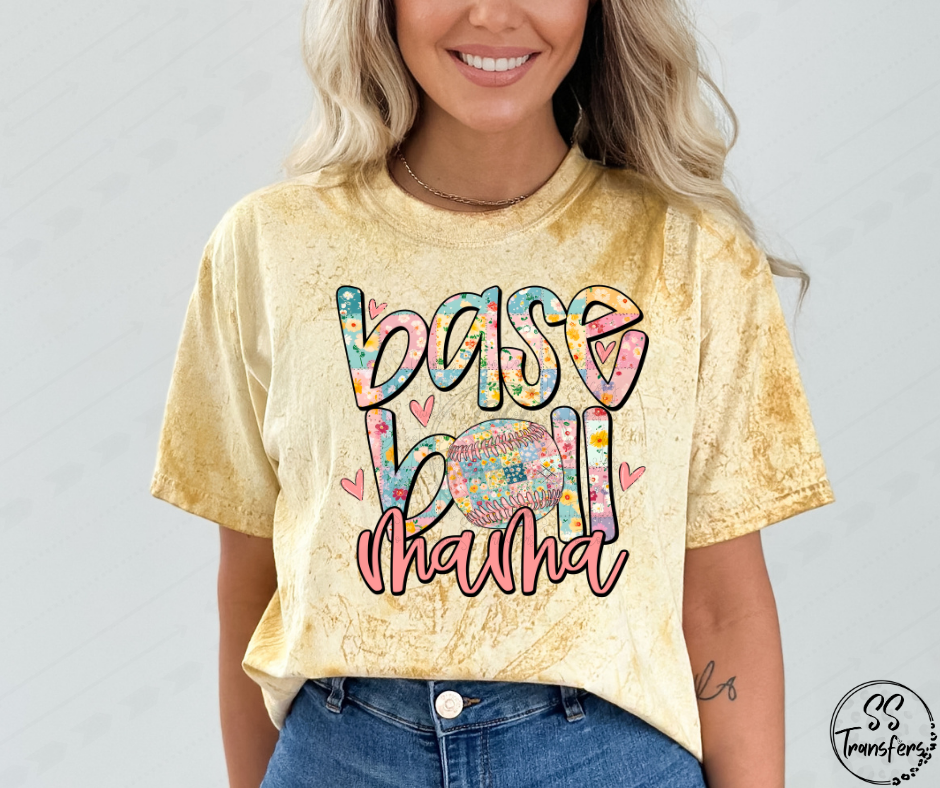 Softball/Baseball Mama Floral DTF Transfer