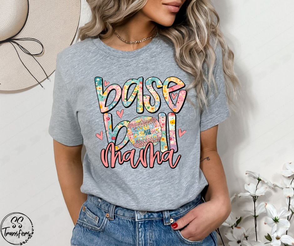 Softball/Baseball Mama Floral DTF Transfer