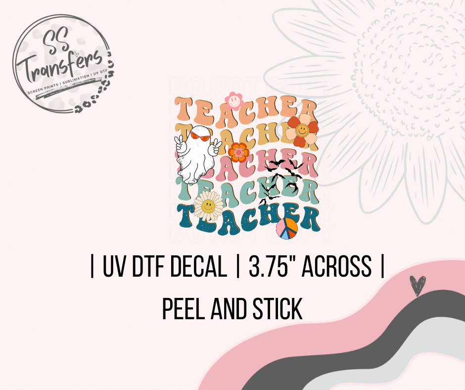 Teacher Peace Ghost UV Decal
