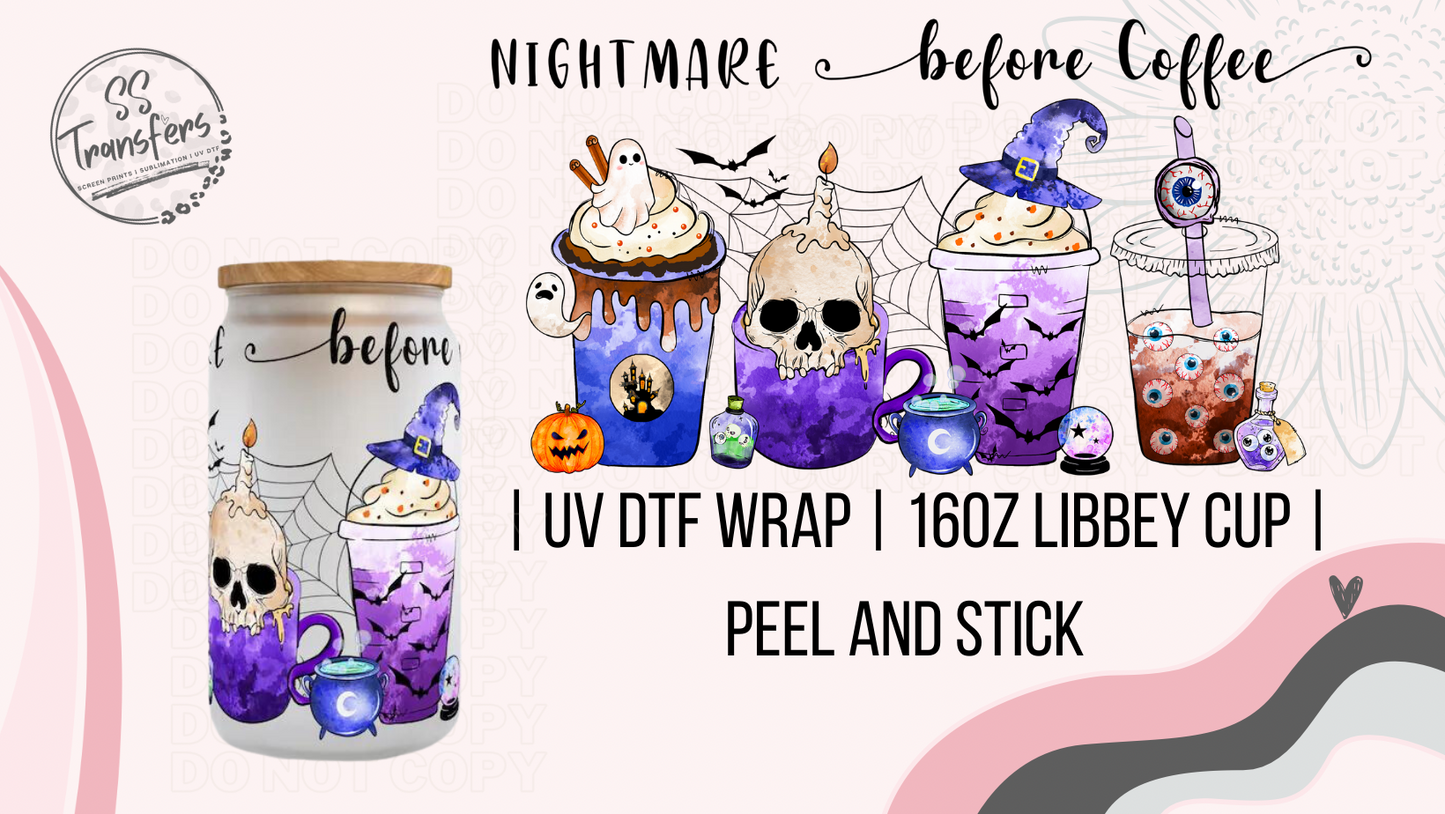 Nightmare Before Coffee Libbey UV Wrap