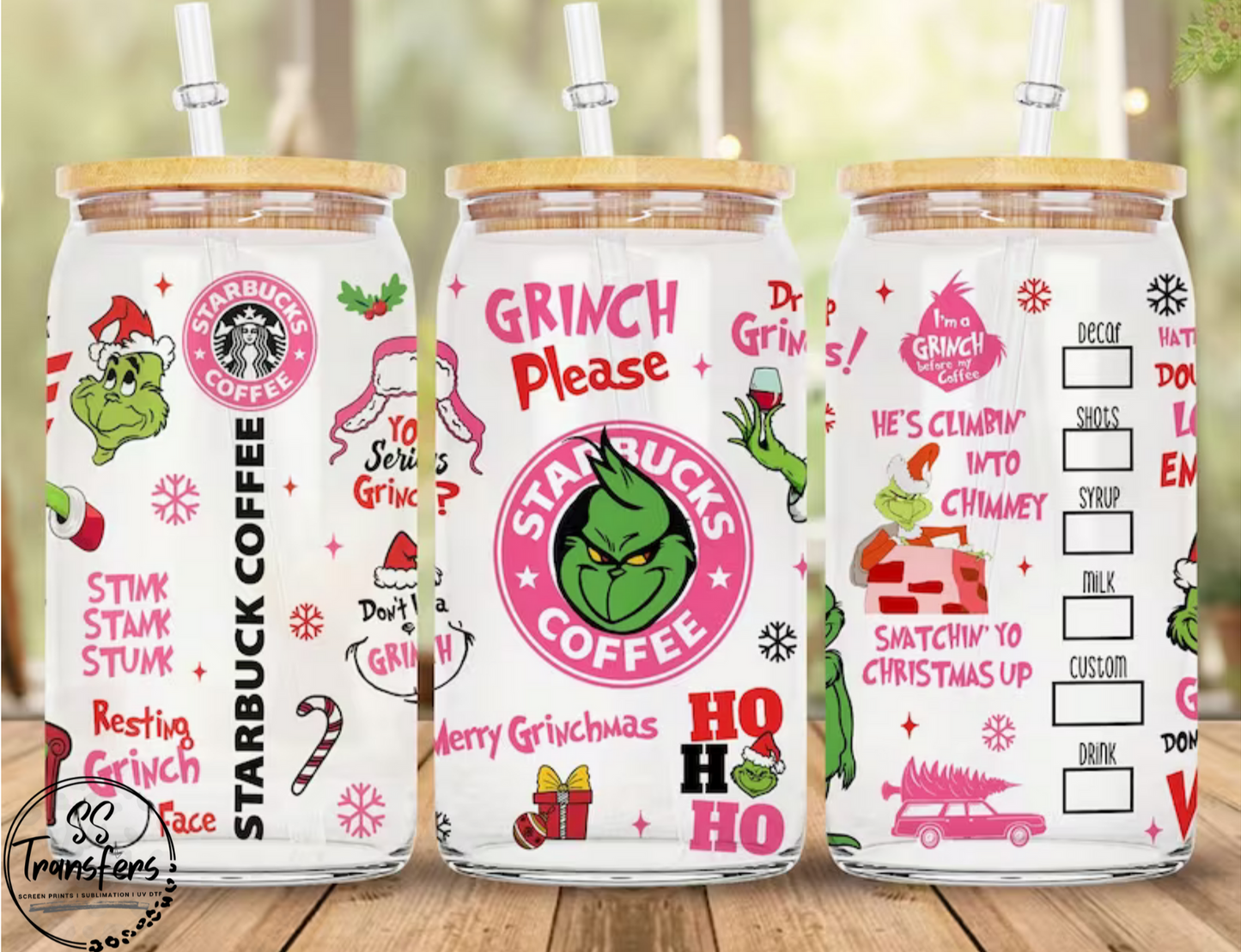 Pink G Man Coffee Libbey UV Wrap