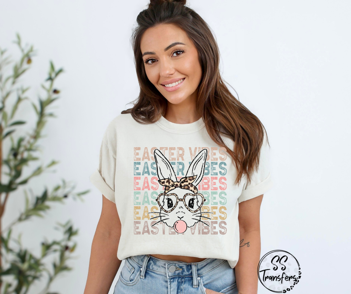 Easter Vibes Bubblegum Bunny DTF Transfer