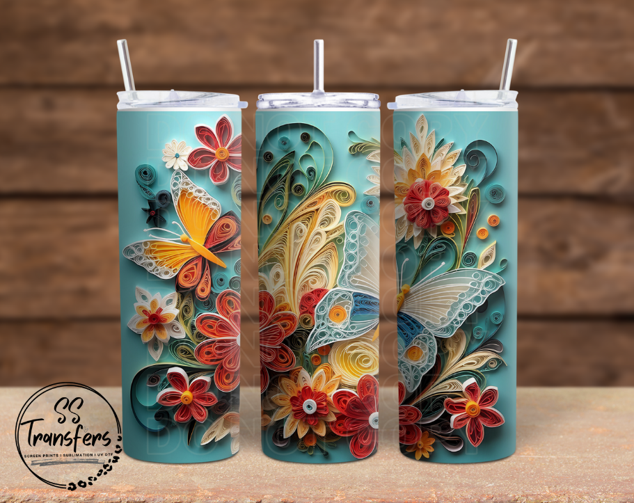 Flowers & Butterflies Sub Tumbler Transfer