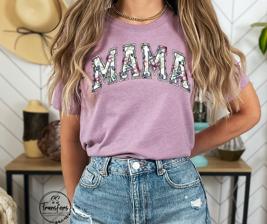 MAMA Varsity Bold Floral Letters DTF Transfer