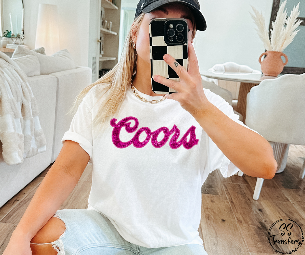 Pink Beer Faux Sequins (Multiple Choices) DTF Transfer