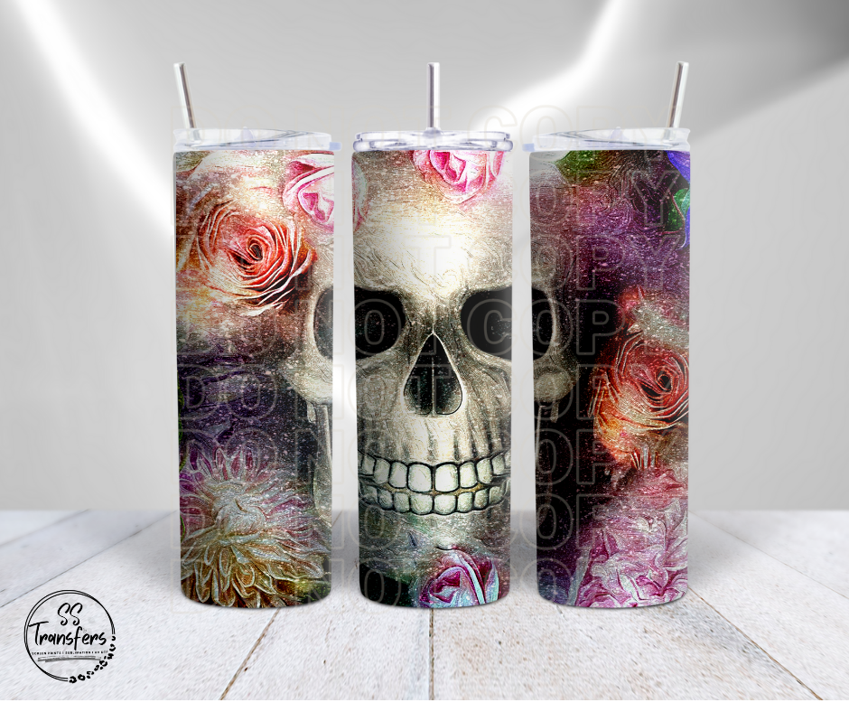 Rose Flower Skull Sub Tumbler Transfer