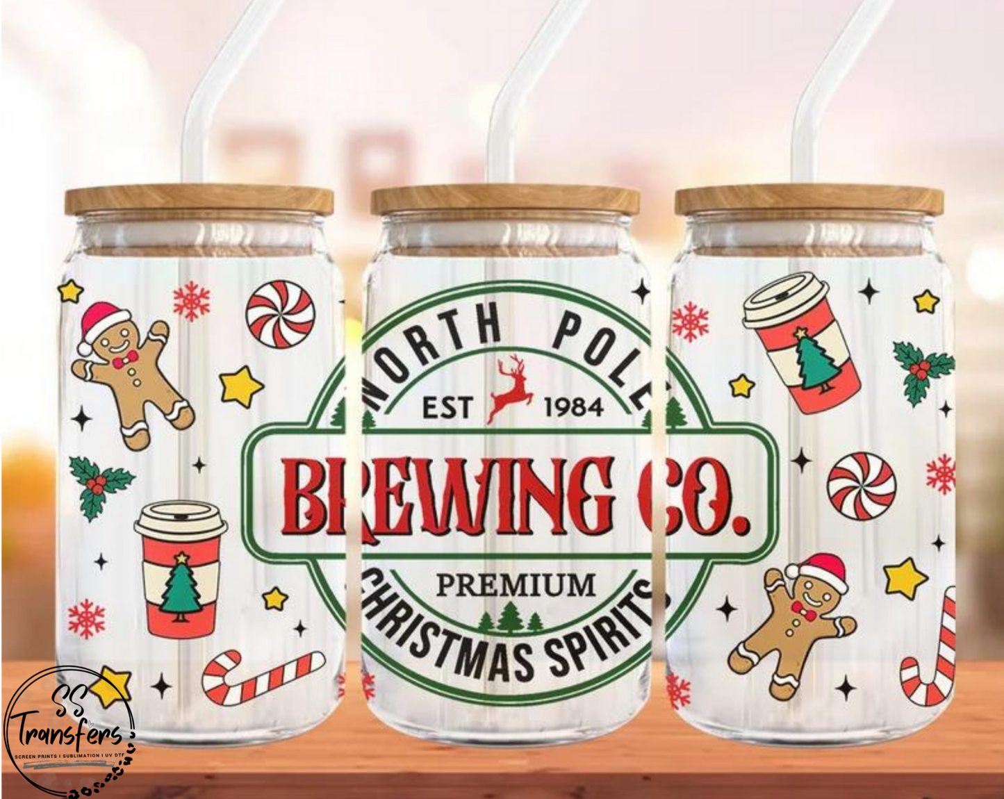 North Pole Brewing Green and Red Libbey UV Wrap