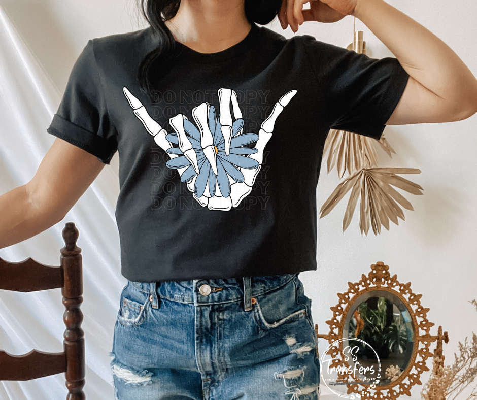 Hang Loose Skellie Flower DTF Transfer